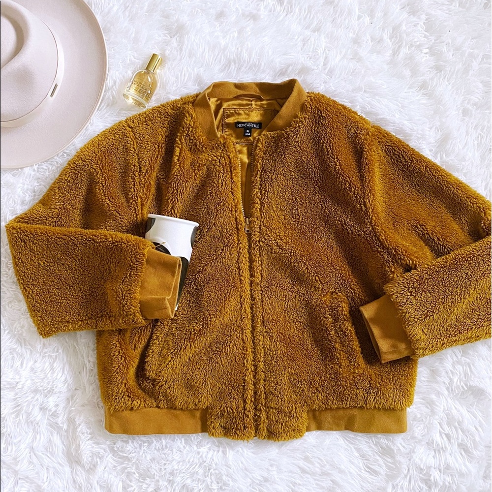 J. Crew Mercantile Women’s Sherpa Bomber Jacket Gold Size XL